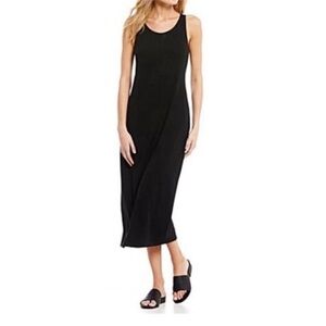 Eileen Fisher System Viscose Jersey Maxi Tank Dress Size S Black Minimalist